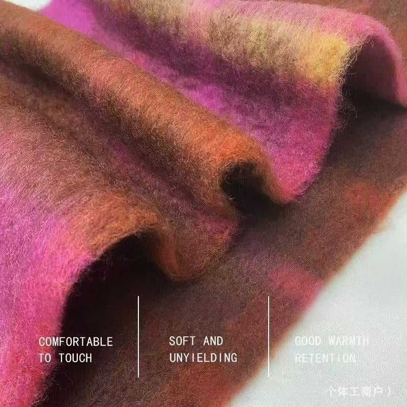 Kašmira šalle ar rakstu kvadrātiņos, silts kakla šalle ar pūkām, izcelsme Guangzhou, 2025. gada pavasara izlaidums