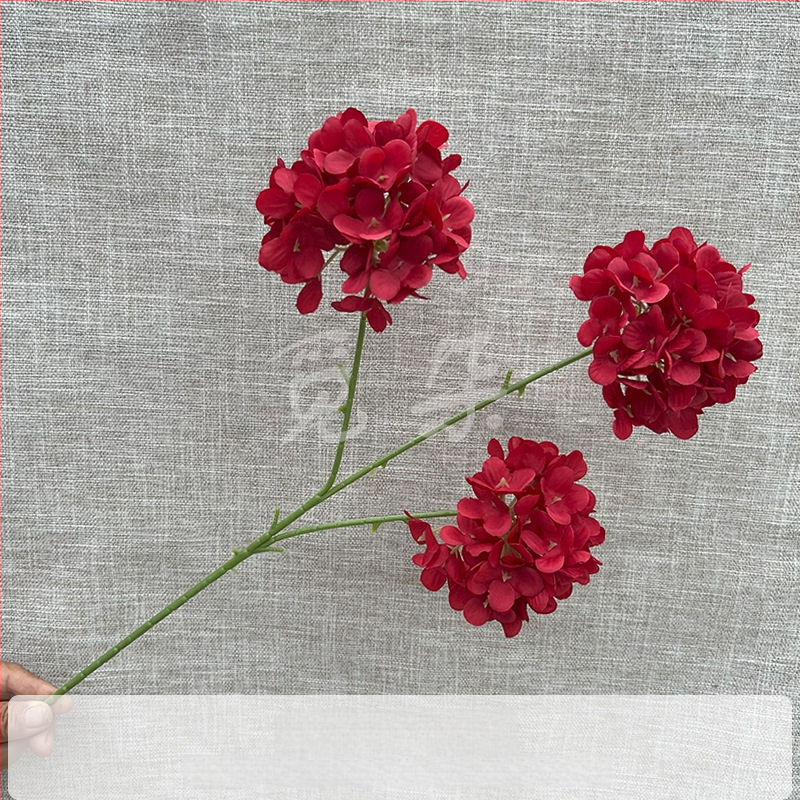 3-pealine siid hortensia kimp, käsitöödetailid, pulmadeks saali dekoreerimiseks