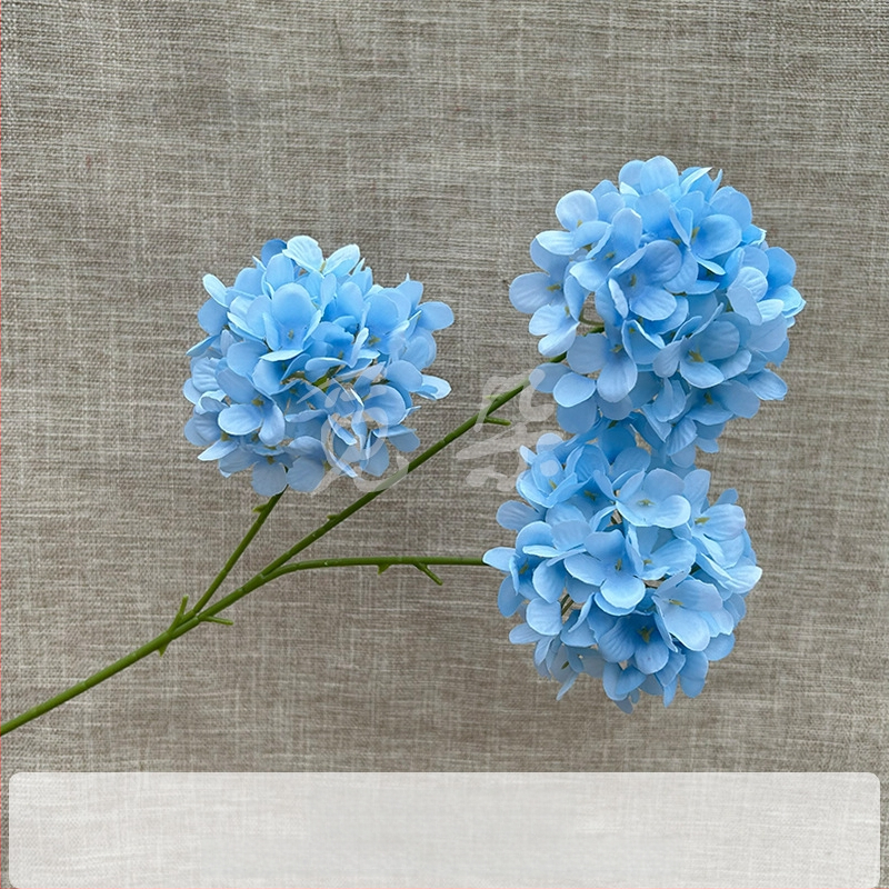 3-pealine siid hortensia kimp, käsitöödetailid, pulmadeks saali dekoreerimiseks