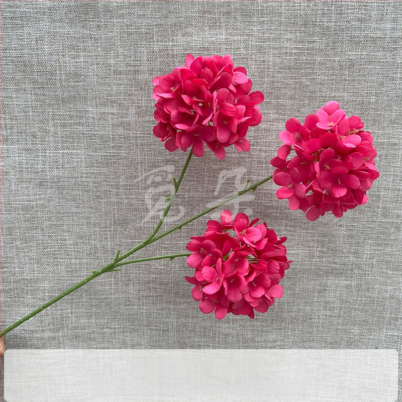 3-pealine siid hortensia kimp, käsitöödetailid, pulmadeks saali dekoreerimiseks