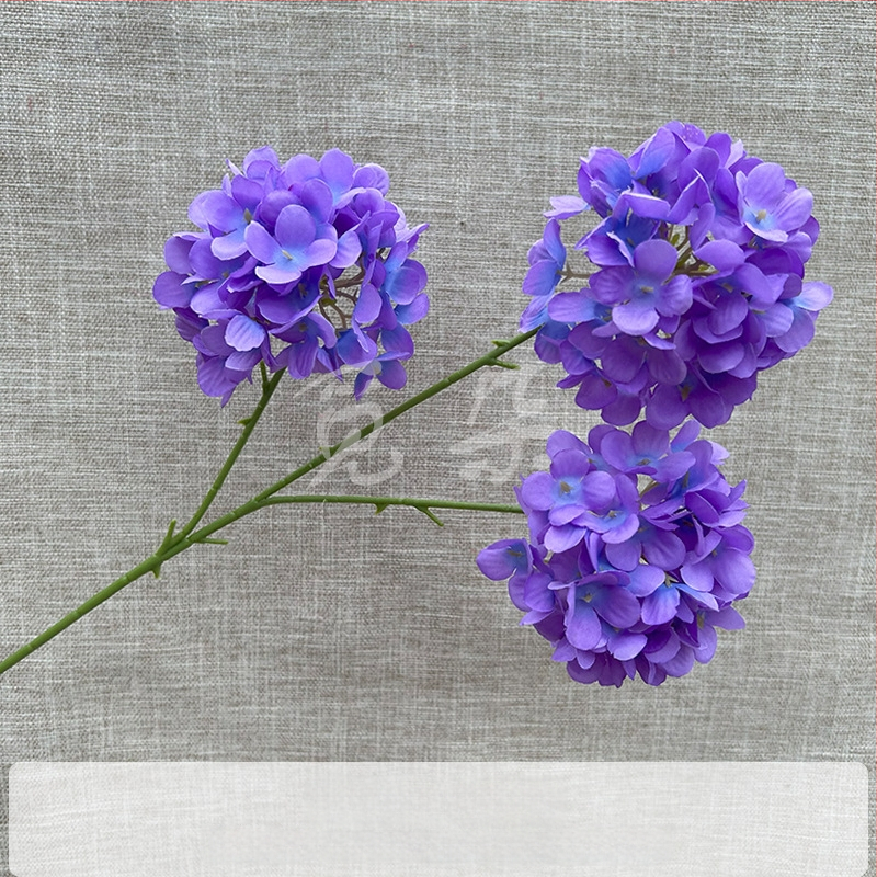 3-pealine siid hortensia kimp, käsitöödetailid, pulmadeks saali dekoreerimiseks