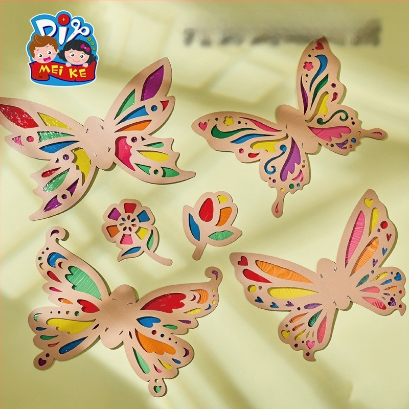 DIY liblikate tiibade komplekt lastele — paberimaterjal, vanus 4–6 aastat