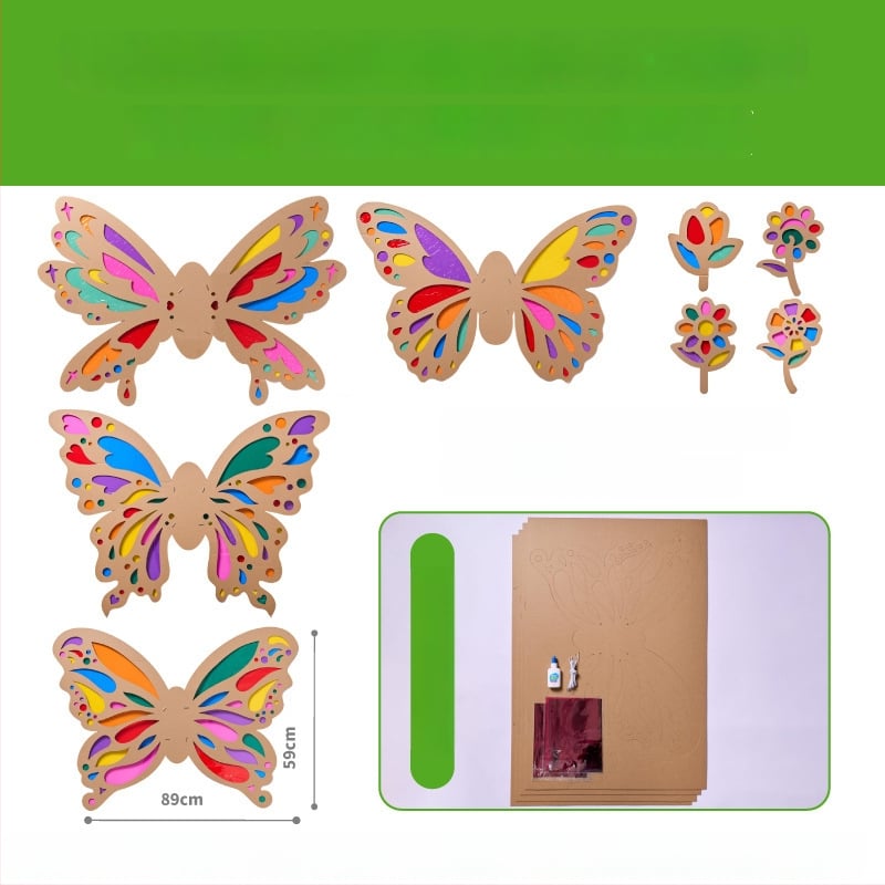 DIY liblikate tiibade komplekt lastele — paberimaterjal, vanus 4–6 aastat