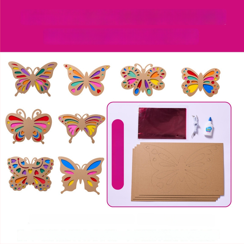 DIY liblikate tiibade komplekt lastele — paberimaterjal, vanus 4–6 aastat