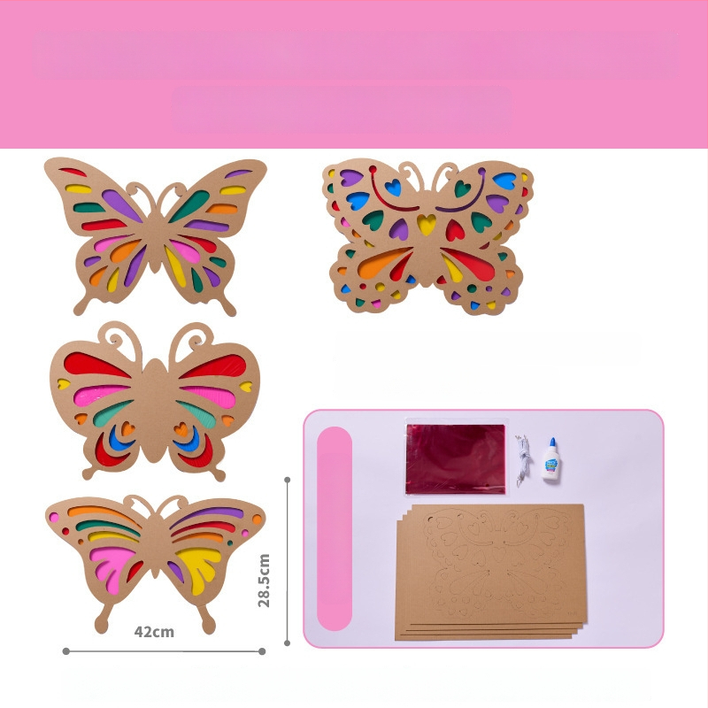 DIY liblikate tiibade komplekt lastele — paberimaterjal, vanus 4–6 aastat