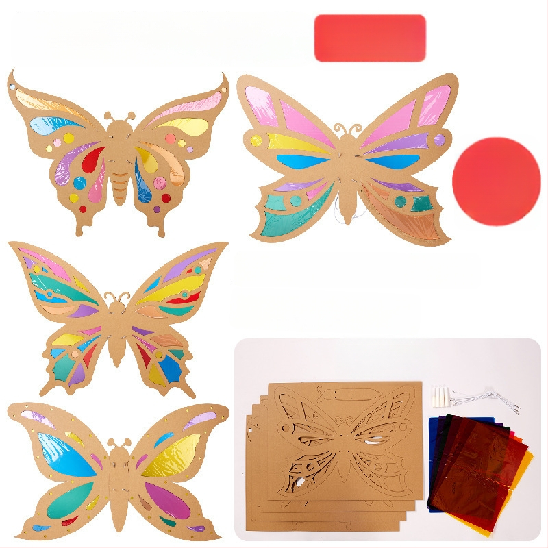 DIY liblikate tiibade komplekt lastele — paberimaterjal, vanus 4–6 aastat