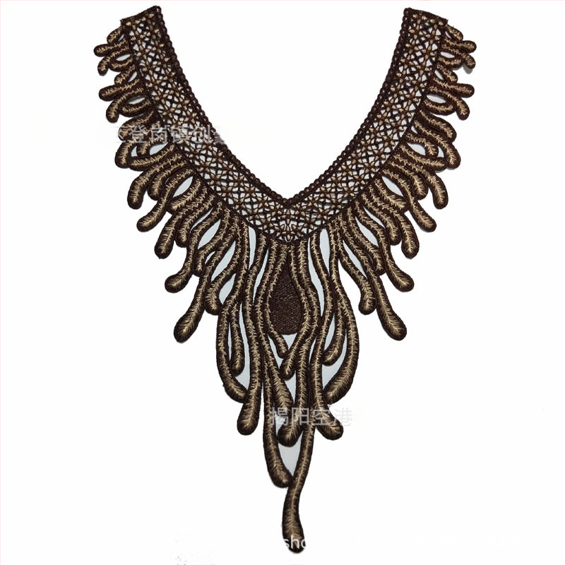 Chuanghao бродерия: водоразтворима апликация за яка с форма на фениксова опашка, за дамско облекло