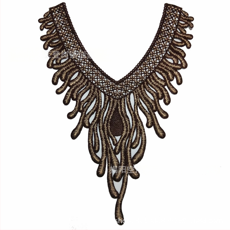 Chuanghao бродерия: водоразтворима апликация за яка с форма на фениксова опашка, за дамско облекло