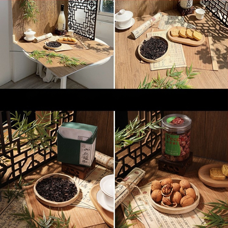 Fotorekviziti u drevnom stilu, antikne jade lutke, drveni pozadinski okvir, kod proizvoda Xw5g7eym