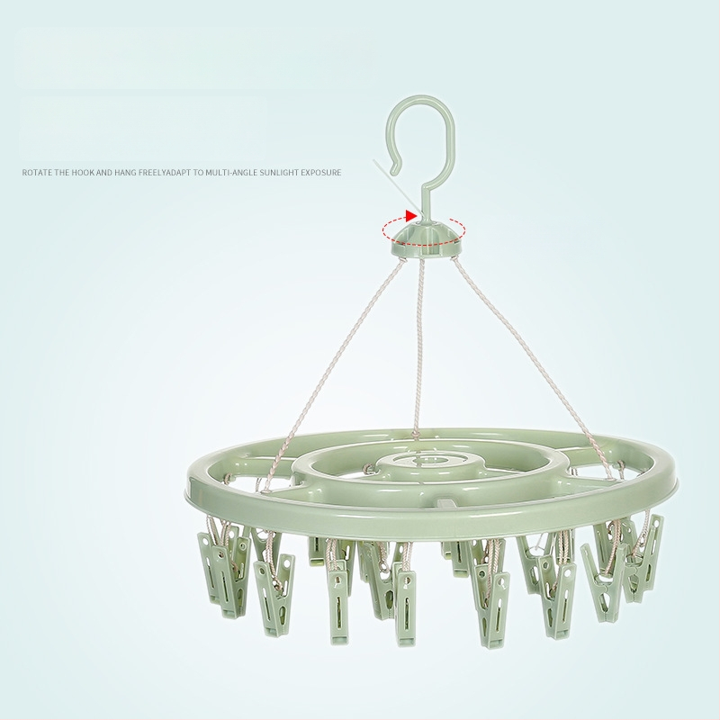 Körkörös, műanyag ruhaszárító 24 klippel – zoknikhoz, ruhatartókhoz, nadrágtartókhoz és nyakkendő-tartókhoz