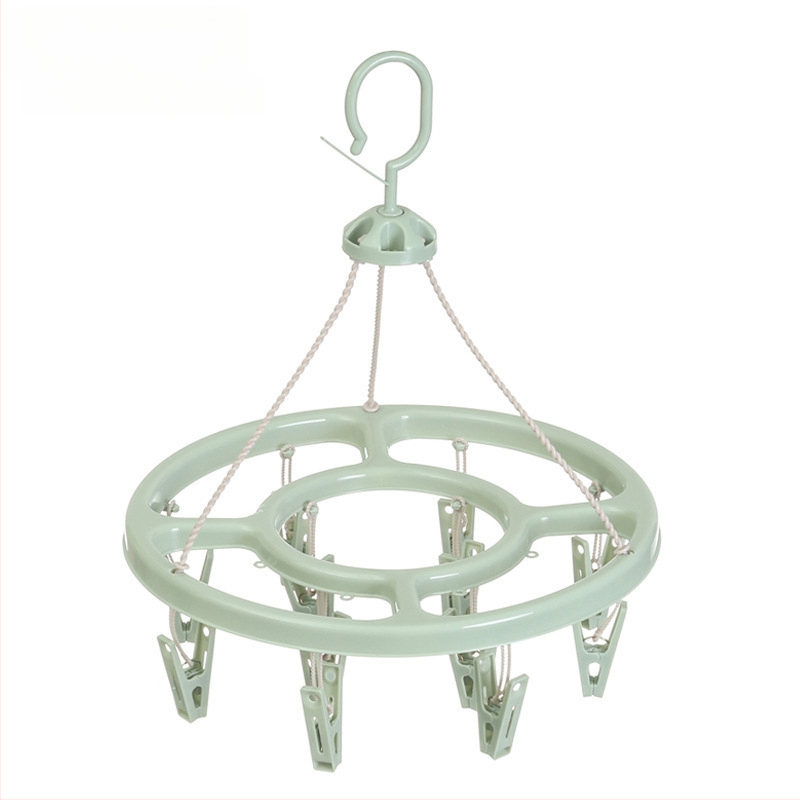 Körkörös, műanyag ruhaszárító 24 klippel – zoknikhoz, ruhatartókhoz, nadrágtartókhoz és nyakkendő-tartókhoz