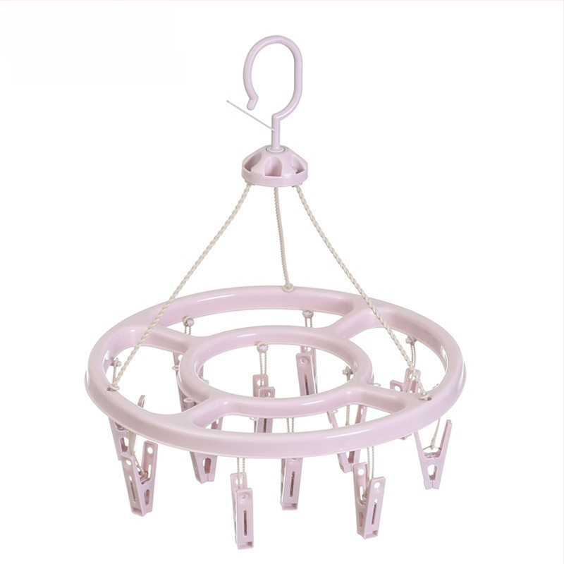 Körkörös, műanyag ruhaszárító 24 klippel – zoknikhoz, ruhatartókhoz, nadrágtartókhoz és nyakkendő-tartókhoz