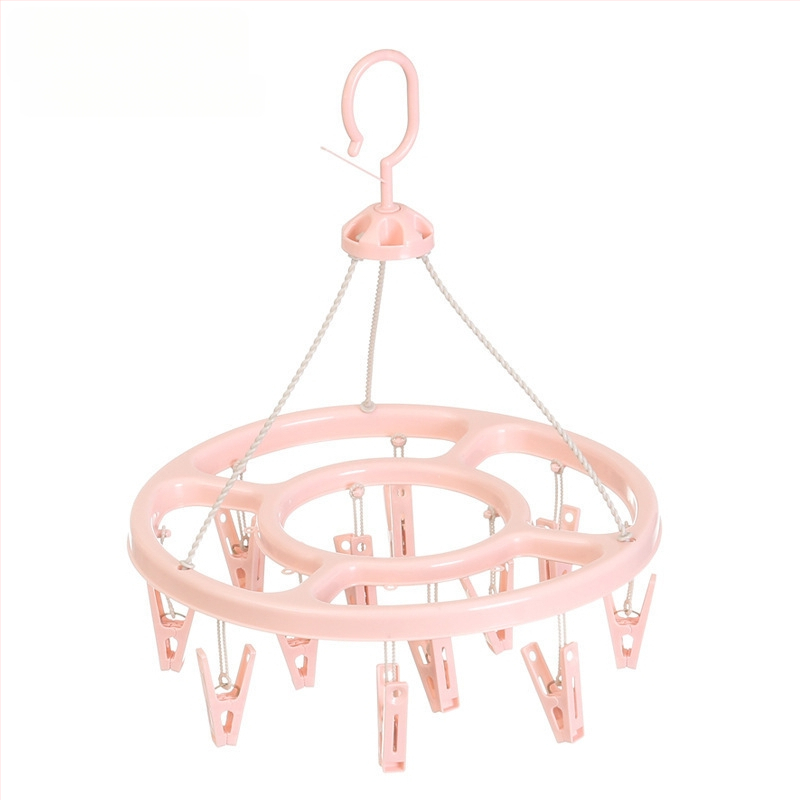 Körkörös, műanyag ruhaszárító 24 klippel – zoknikhoz, ruhatartókhoz, nadrágtartókhoz és nyakkendő-tartókhoz