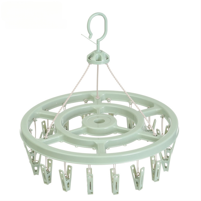 Körkörös, műanyag ruhaszárító 24 klippel – zoknikhoz, ruhatartókhoz, nadrágtartókhoz és nyakkendő-tartókhoz