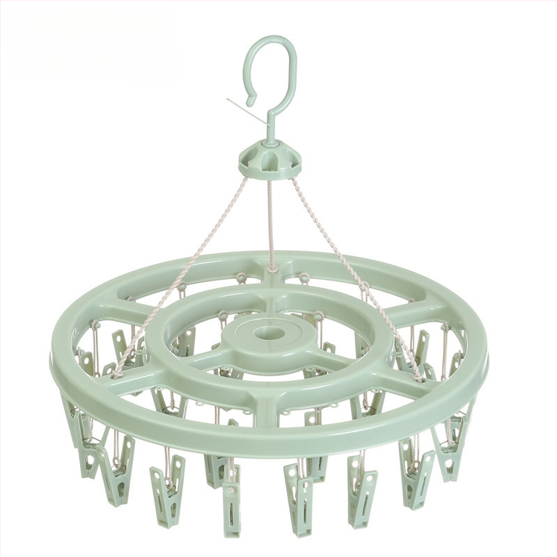 Körkörös, műanyag ruhaszárító 24 klippel – zoknikhoz, ruhatartókhoz, nadrágtartókhoz és nyakkendő-tartókhoz