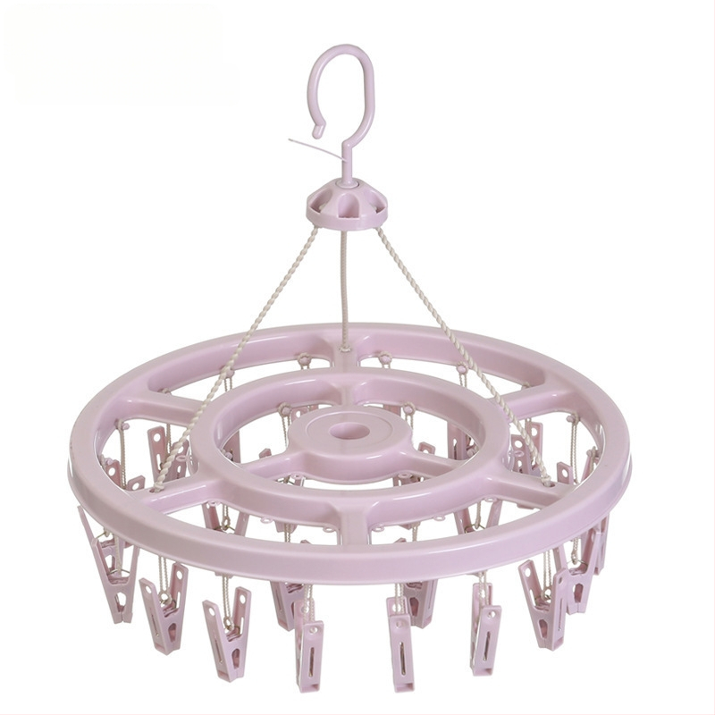 Körkörös, műanyag ruhaszárító 24 klippel – zoknikhoz, ruhatartókhoz, nadrágtartókhoz és nyakkendő-tartókhoz