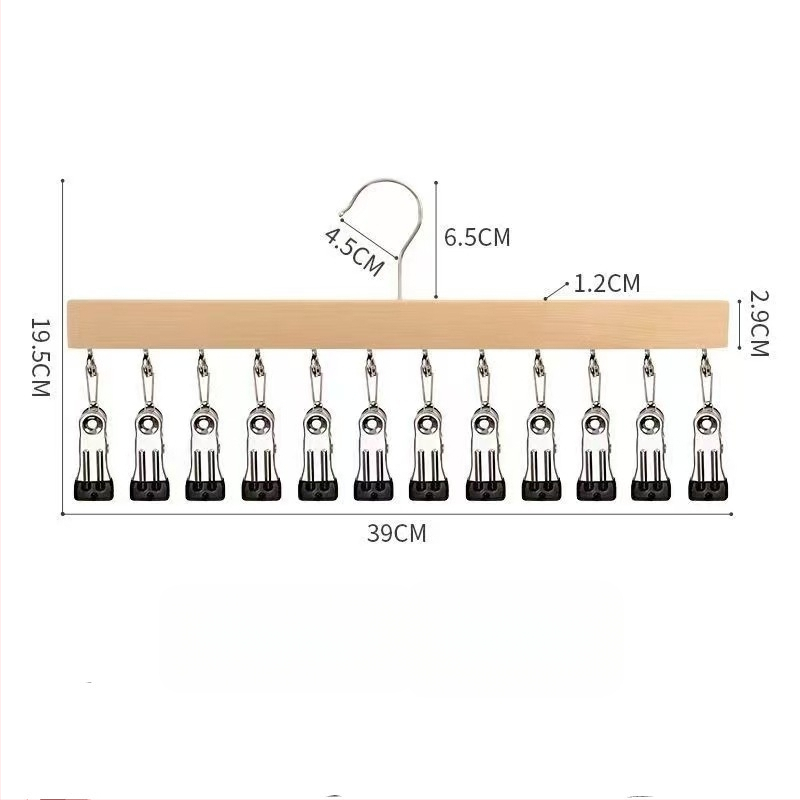 Дървени клипове за съхранение – 10 или 12 щипки, за бельо, чорапи и дрехи, стил модерна простота