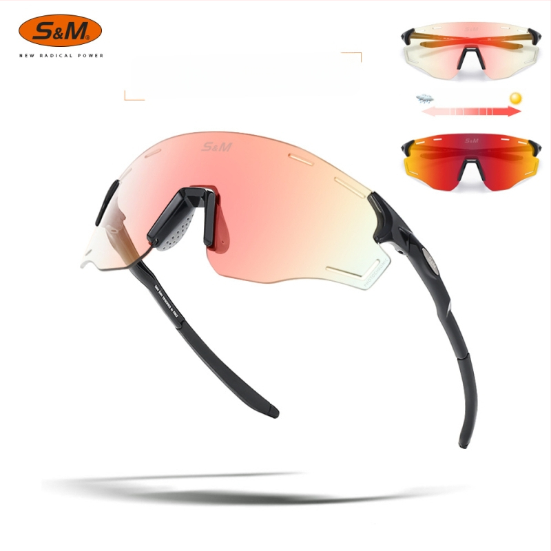 S&M sporta brilles velosipēdam un skrējienam, modelis S201, fotochromātiskas lēcas, maināmās lēcas, regulējams deguna balsts, saderīgas ar dioptriju briļēmēm, universālas