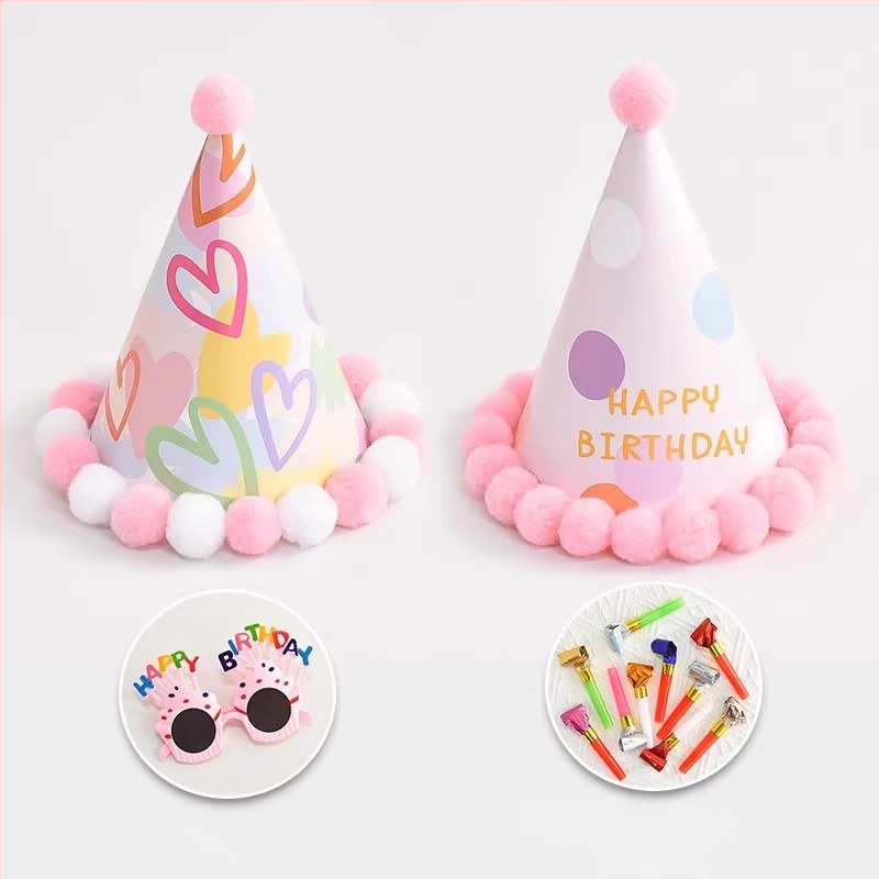 Σετ αξεσουάρ μακιγιάζ και κοστουμιών για γενέθλια: στέμμα, καπέλο-τούρτα και γυαλιά πάρτι