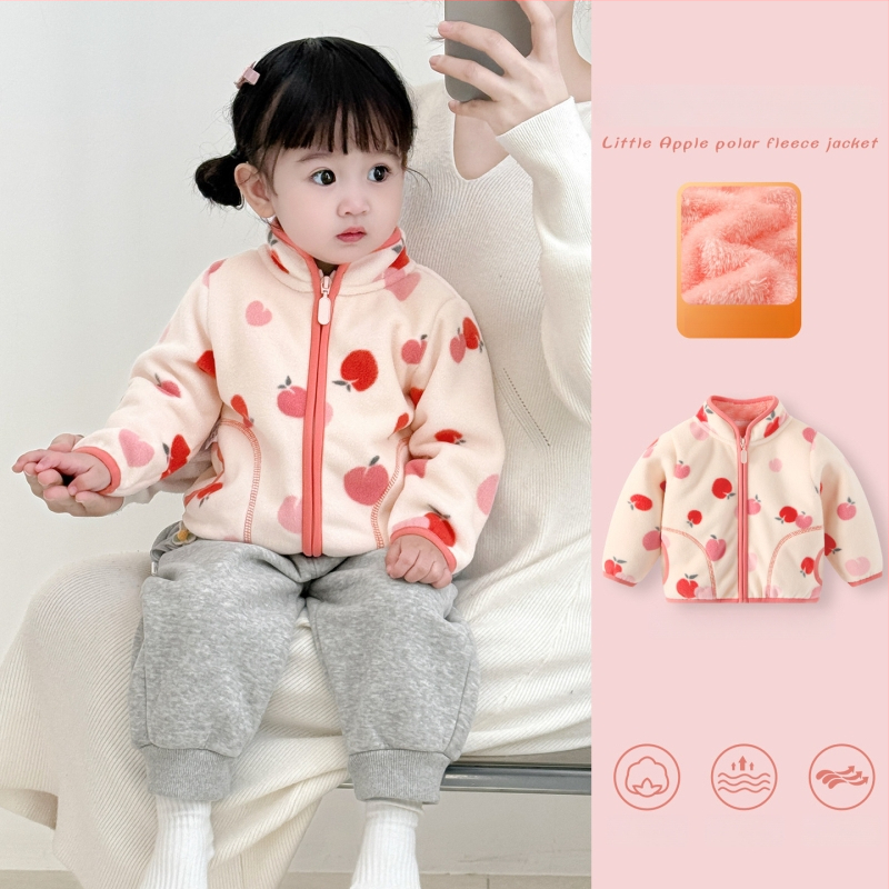 Mergaitei skirta žieminė striukė su stovinčiu kaklu, stora medvilninė medžiaga, medvilninė pamušalas, be gobtuvo