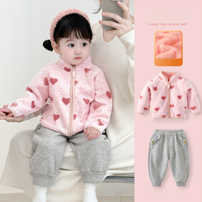 Mergaitei skirta žieminė striukė su stovinčiu kaklu, stora medvilninė medžiaga, medvilninė pamušalas, be gobtuvo