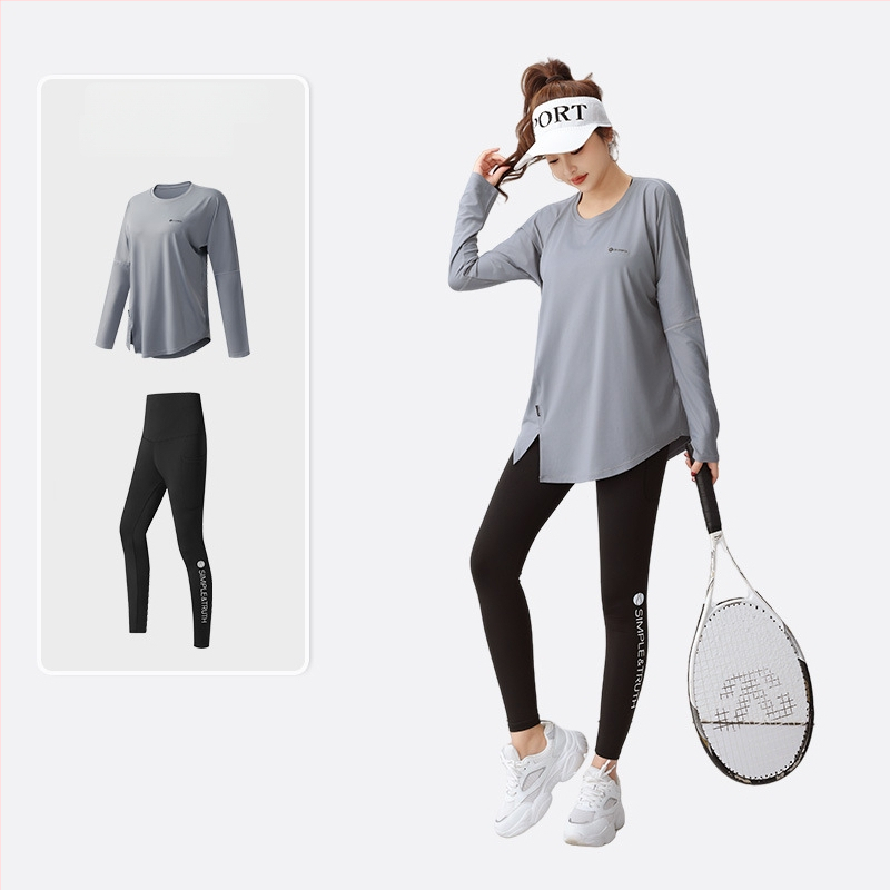 Zolandi fitnesa joga krekls ar garām piedurknēm, brīvs piegriezums, poliestera ar spandeksa audums, garums 70 cm