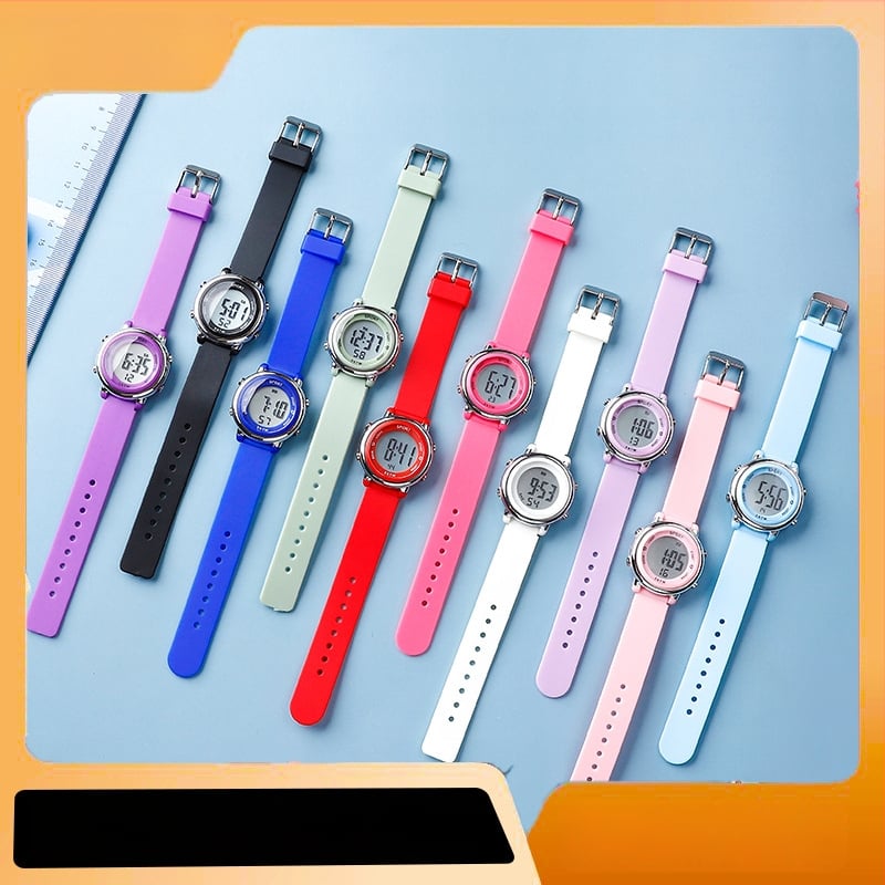 Laste elektriline käekell helendava digitaalse näidiga, elektronsed liikumine (6309), ümmargune ABS-korpus, TPU rihm