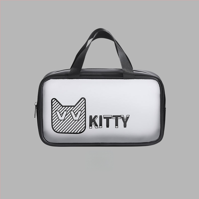 PVC прозрачна козметична чанта с голям капацитет, водоустойчива, аниме карикатура дизайн, урбанистичен стил
