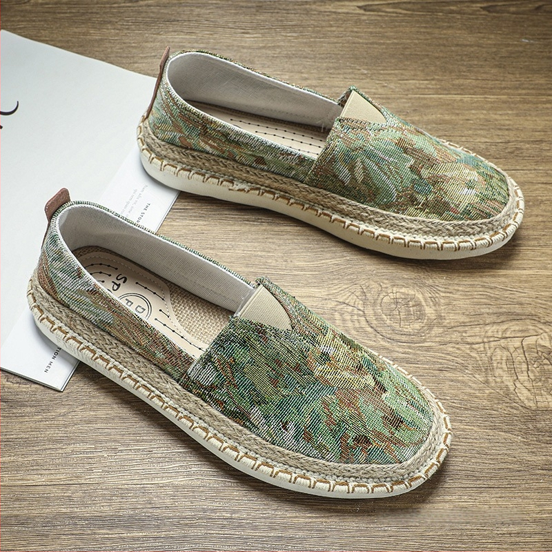 Meeste kanvas Slip-On jalanõud, hingavad, libisemiskindel talla, pealne kanvas, kummist talla, suvi