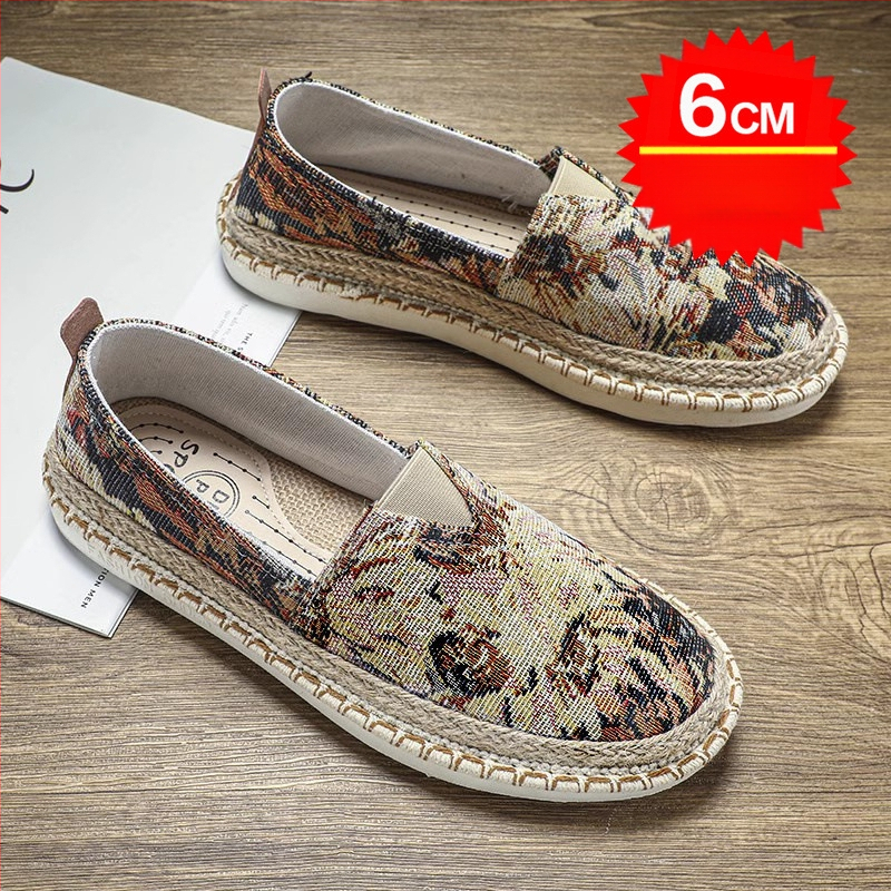 Meeste kanvas Slip-On jalanõud, hingavad, libisemiskindel talla, pealne kanvas, kummist talla, suvi