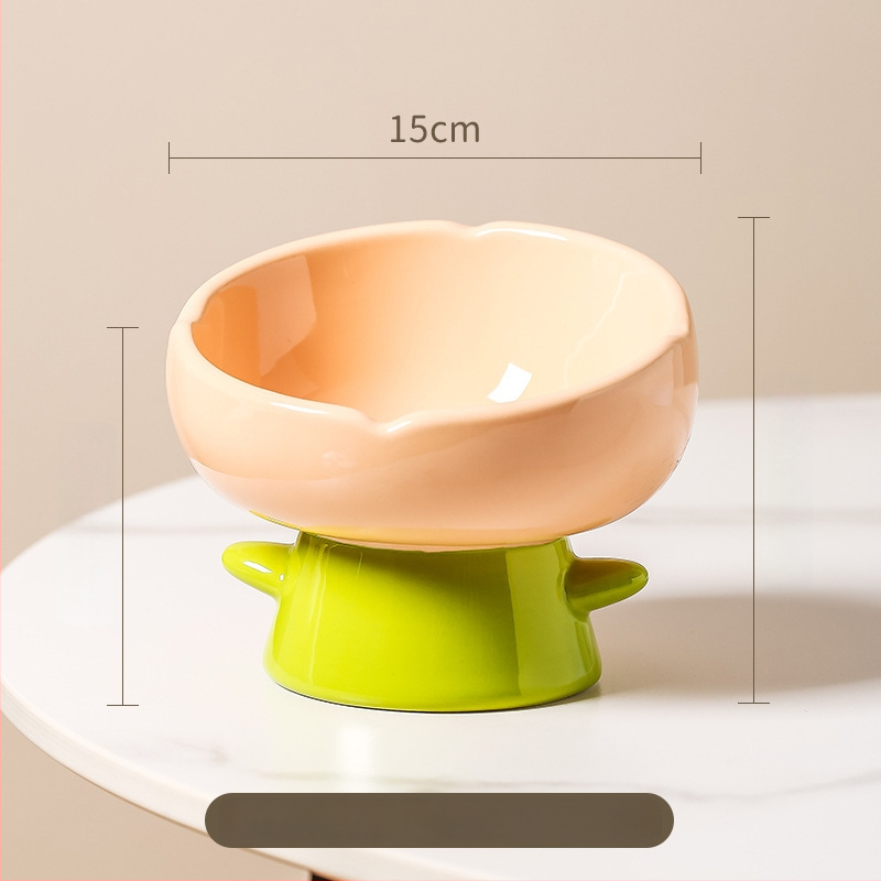 Κεραμικό μπολ για γάτες για φαγητό και νερό, με ανυψωμένη βάση για σταθερότητα και κεκλιμένο χείλος για άνεση — σετ 2 τεμάχια