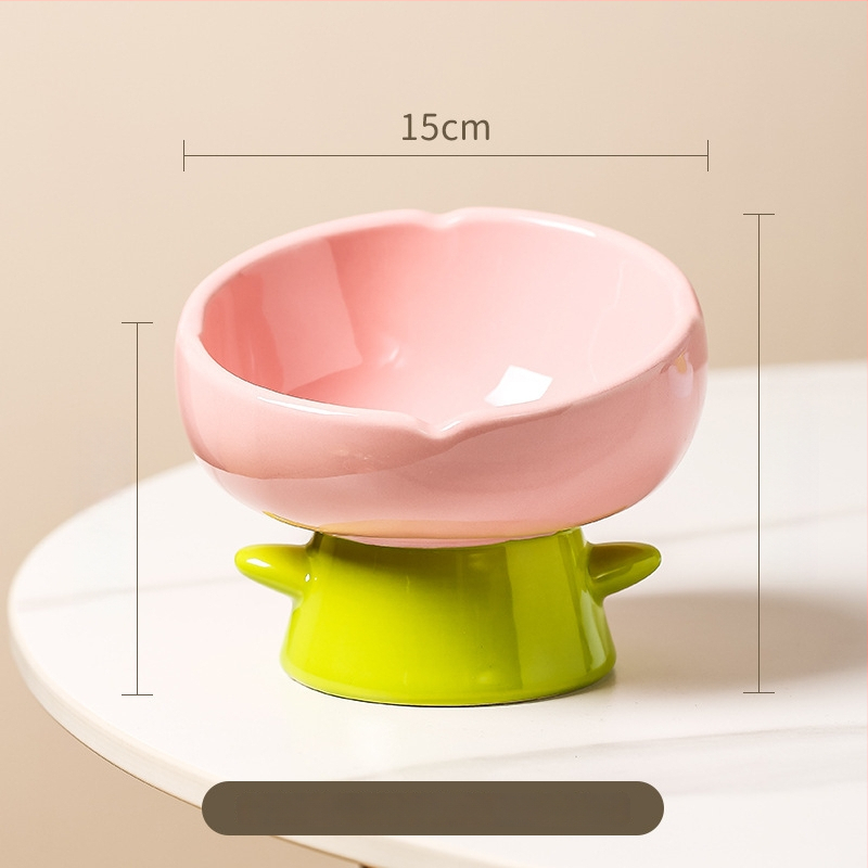 Κεραμικό μπολ για γάτες για φαγητό και νερό, με ανυψωμένη βάση για σταθερότητα και κεκλιμένο χείλος για άνεση — σετ 2 τεμάχια