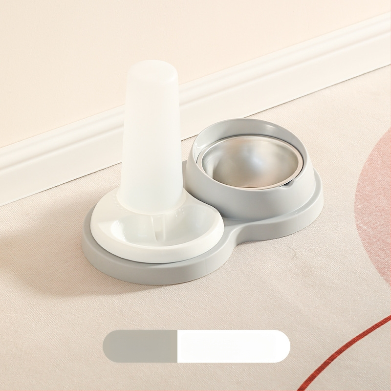 Σετ μπολ φαγητού γάτας με διπλά μπολ, πλαστικό + ανοξείδωτο ατσάλι, αυτόματη τροφοδοσία, εξοπλισμός κατοικίδιων