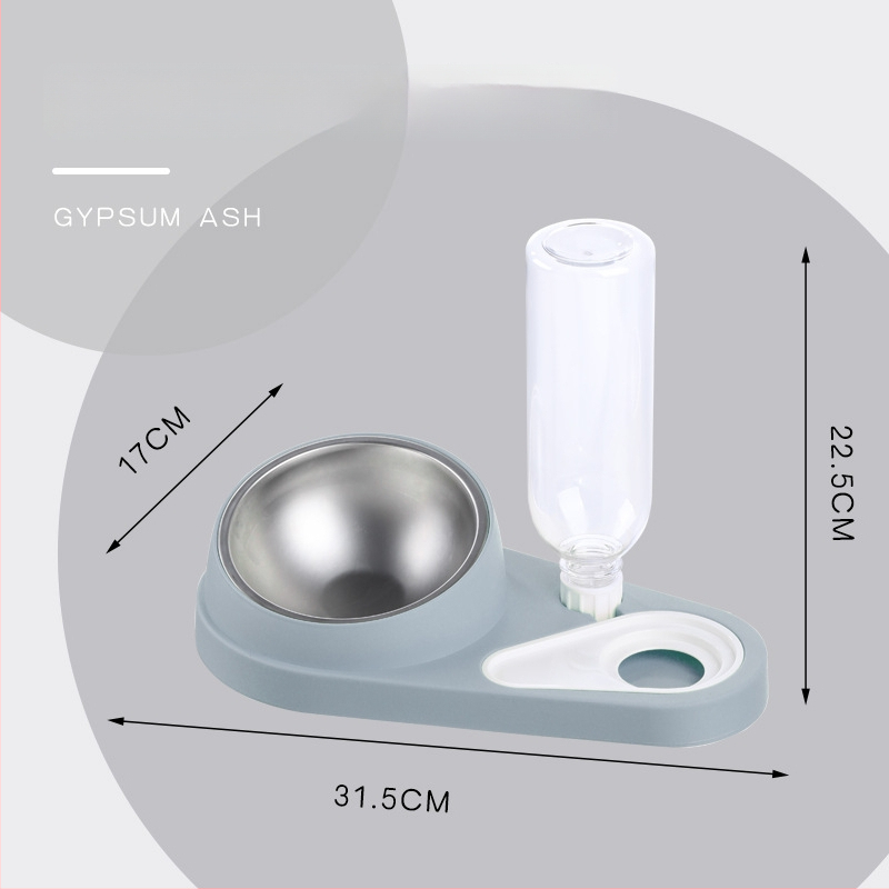 Σετ μπολ φαγητού γάτας με διπλά μπολ, πλαστικό + ανοξείδωτο ατσάλι, αυτόματη τροφοδοσία, εξοπλισμός κατοικίδιων