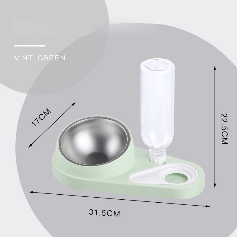 Σετ μπολ φαγητού γάτας με διπλά μπολ, πλαστικό + ανοξείδωτο ατσάλι, αυτόματη τροφοδοσία, εξοπλισμός κατοικίδιων