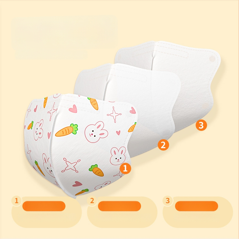 Bērnu medicīniskā ķirurģiskā maska, 3D dizains, materiāls: neausts audums + meltblown, vienreizējai lietošanai, iepakojums 30 gab., karikatūru stils