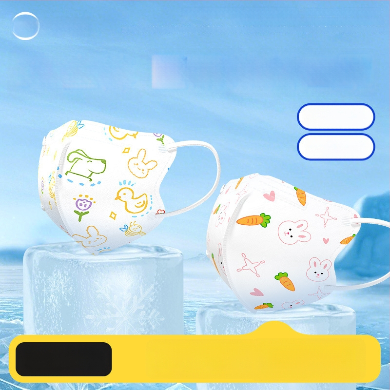 Bērnu medicīniskā ķirurģiskā maska, 3D dizains, materiāls: neausts audums + meltblown, vienreizējai lietošanai, iepakojums 30 gab., karikatūru stils