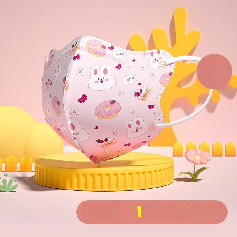 Bērnu medicīniskā ķirurģiskā maska, 3D dizains, materiāls: neausts audums + meltblown, vienreizējai lietošanai, iepakojums 30 gab., karikatūru stils