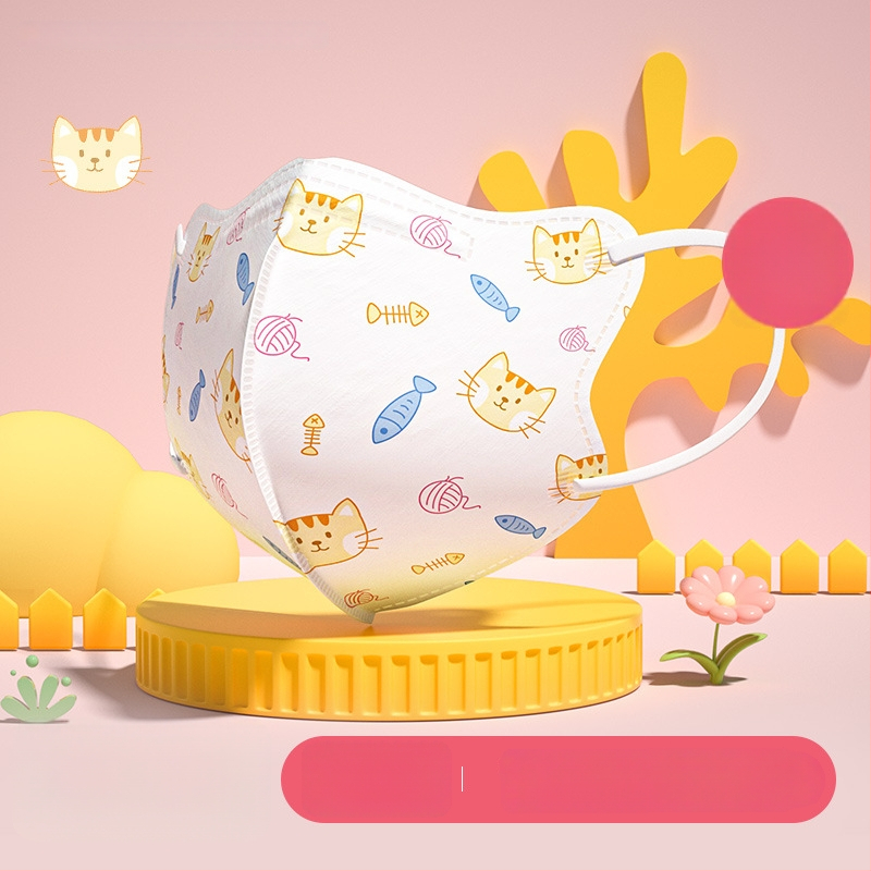 Bērnu medicīniskā ķirurģiskā maska, 3D dizains, materiāls: neausts audums + meltblown, vienreizējai lietošanai, iepakojums 30 gab., karikatūru stils