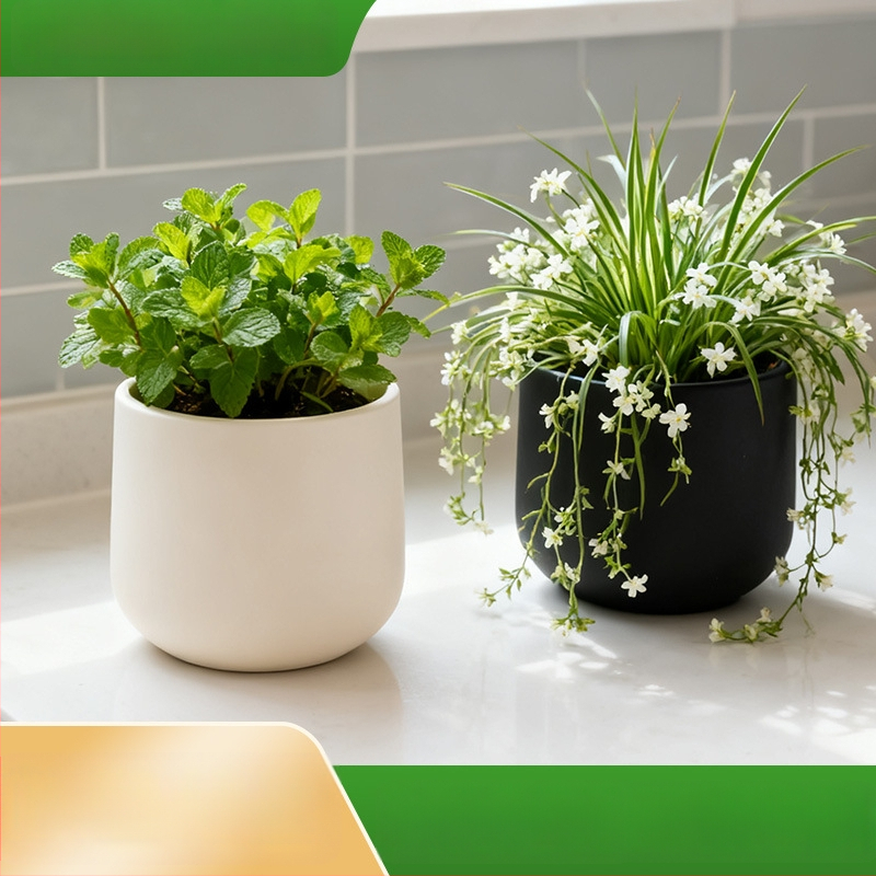 Plastiko gėlių vazonas, grindinis modelis, tinkamas biurui ir namų apdailai, kvėpuojantis, biologiškai skaidrus, atsparus korozijai