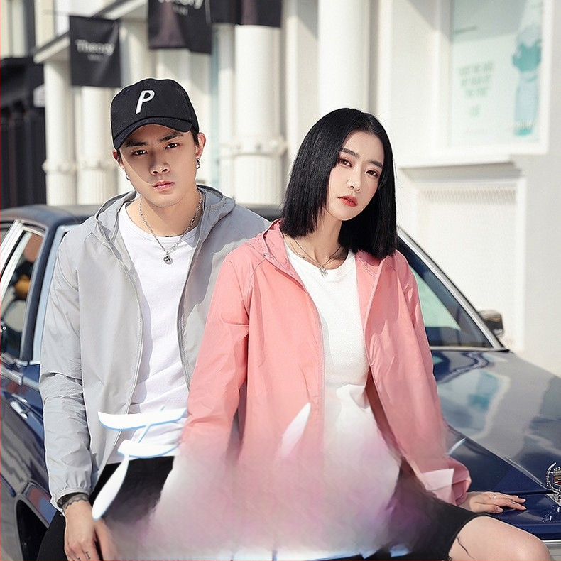 Unisex āra saules aizsardzības vieglā kapuces jaka — ātri žūst, elpojoša, ūdensnecaurlaidīga, UPF30, vēja izturīga; neilona audums; modelis 2082, Sha Xiaoning