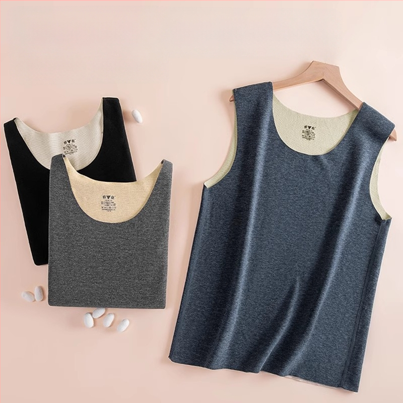 Vīriešu termiskā veste ar dubultiem slāņiem, apaļā kakla, poliestera audums, antibakteriāla funkcija, bieza audums 251–300 g/m²