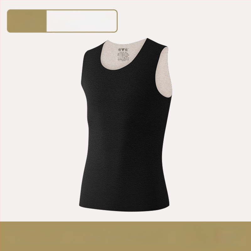 Vīriešu termiskā veste ar dubultiem slāņiem, apaļā kakla, poliestera audums, antibakteriāla funkcija, bieza audums 251–300 g/m²