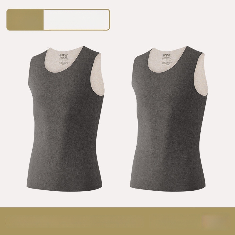 Vīriešu termiskā veste ar dubultiem slāņiem, apaļā kakla, poliestera audums, antibakteriāla funkcija, bieza audums 251–300 g/m²