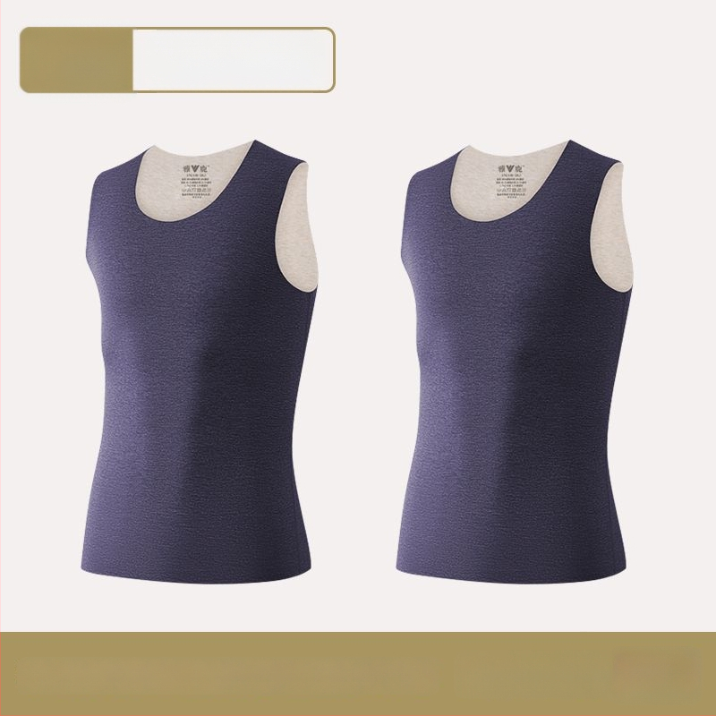 Vīriešu termiskā veste ar dubultiem slāņiem, apaļā kakla, poliestera audums, antibakteriāla funkcija, bieza audums 251–300 g/m²