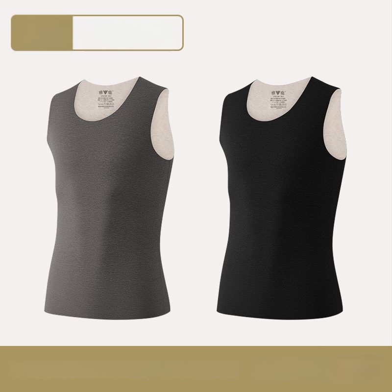 Vīriešu termiskā veste ar dubultiem slāņiem, apaļā kakla, poliestera audums, antibakteriāla funkcija, bieza audums 251–300 g/m²