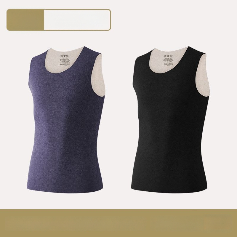 Vīriešu termiskā veste ar dubultiem slāņiem, apaļā kakla, poliestera audums, antibakteriāla funkcija, bieza audums 251–300 g/m²