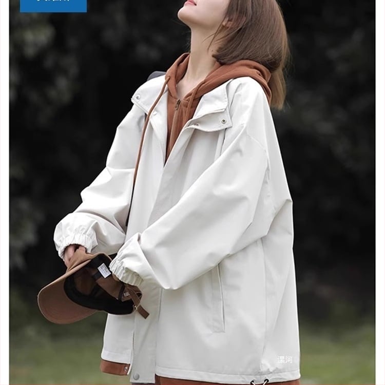 Γυναικείο τζάκετ με ψεύτικο διπλό σχέδιο, Χειμώνας 2025, Chenille-Σπάντεξ, Μονόχρωμο, Χαλαρή γραμμή, Με φερμουάρ, Γιακά πόλο