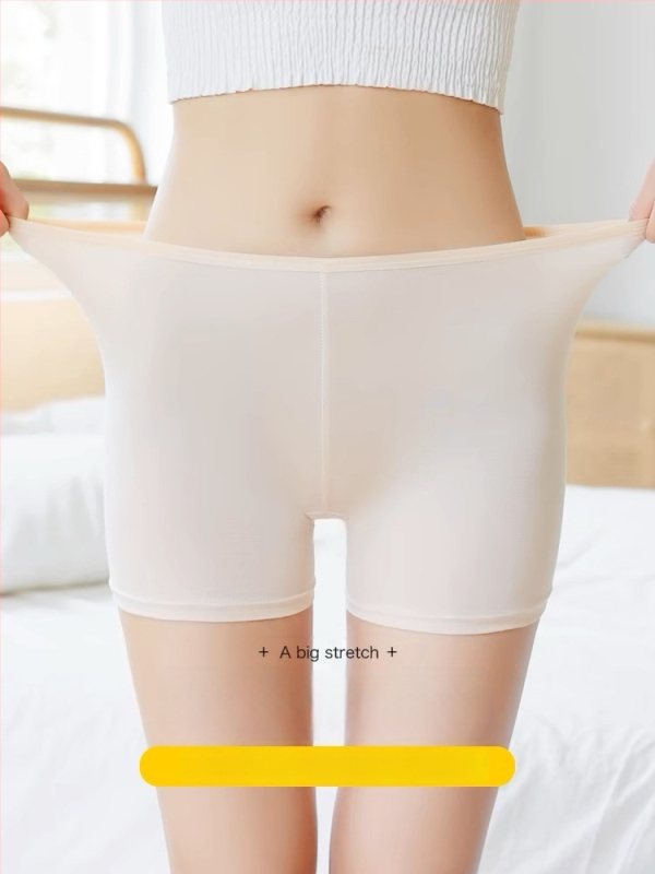 Sieviešu drošības šorti – vidukļa vidējā līmenī, anti-izliekšanās, adīti ledus zīda audumi, 75% neilons