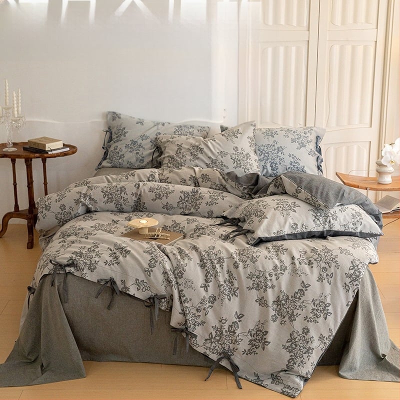 Bolanfen Četverodijelni set posteljine od Xinjianga, dvostruko Jacquard tkanje, 100% pamuk, šarena tkanina, retro cvjetni uzorak